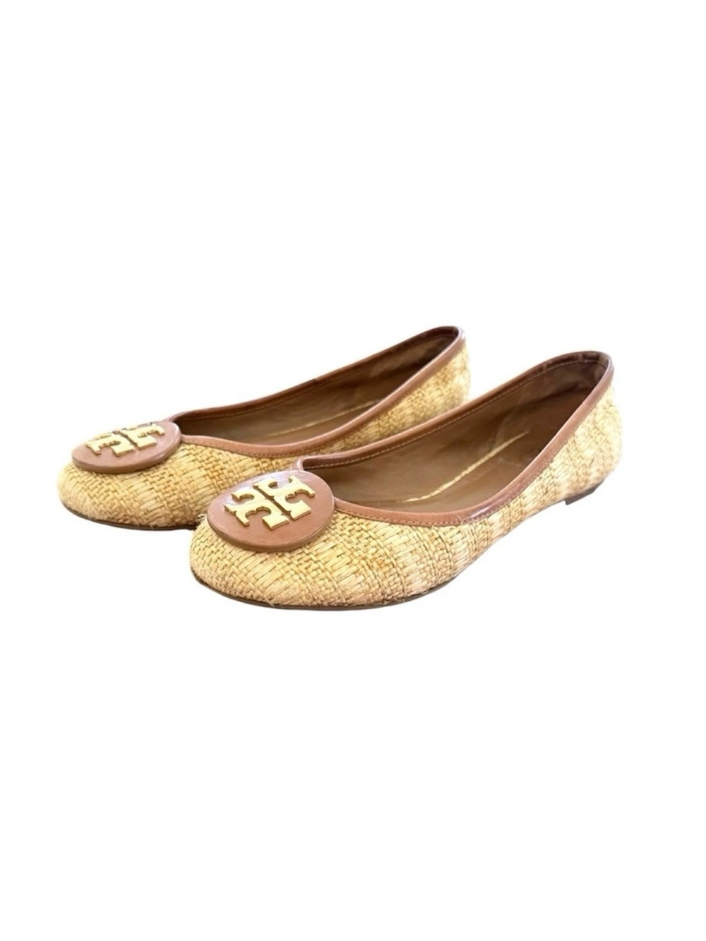 Tory Burch Reva Raffia Straw Flats